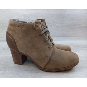 Clarks Sashlin Women's Ankle‎ Boot Brown 8 Comfort Lace Up Heel Lace Up Shoes